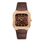 Quadrus Multifunction Watch Leather, Brown, Rose Gold Colour