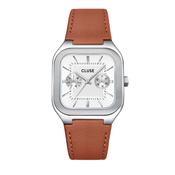 Quadrus Multifunction Watch Leather, Light Brown, Silver Colour