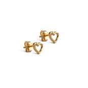 Organic Heart Stud Earrings - Gold Plated