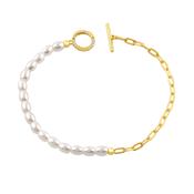 Alchemy Paperclip Pearl Fob Bracelet image