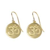 Om Symbol 9ct Solid Gold Drop Earrings (Symbolising Inner Peace) image