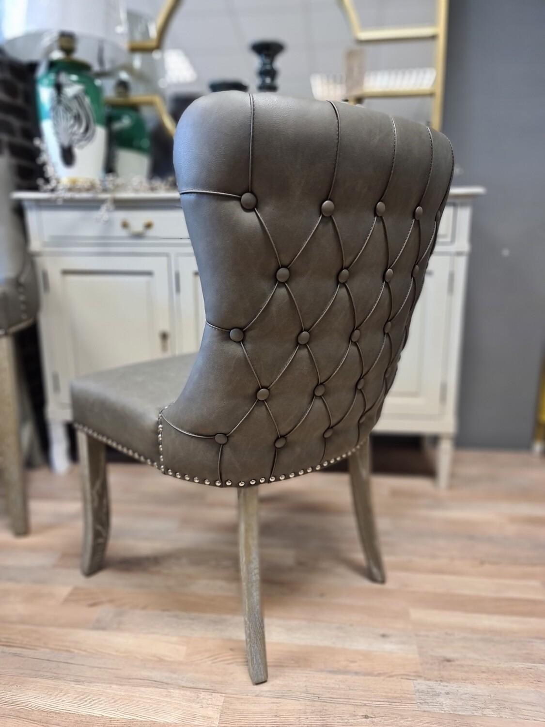 Grey pu deals dining chairs