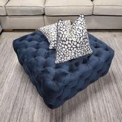 Large Square Button Pouffe Navy image