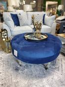 Round Footstool Navy Velvet image
