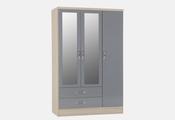 Nevas 3 Door 2 Drawer Mirrored Wardrobe image