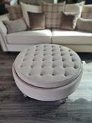 Round Tea Tray Coffee Table Cream Linen