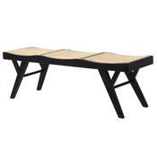 Black Bergere Rattan Seat Bench image