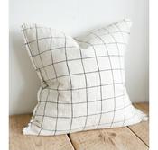 Frayed Edge Cushion Black Grid image