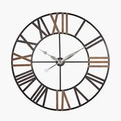 Natural Wood and Antique Grey Metal Round Wall Clock Large image