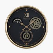 Black and Champagne Metal Working Cog Wall Clock image