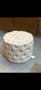 Mila Round Pouffe - Cream Linen