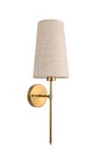 Rechargeable LED Antique Gold Wall Lamp with Linen Shade image