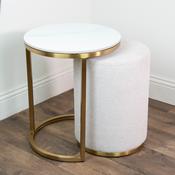 Marble Side Table and pouffe set