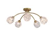 Astral 5Lt Flush, Gold Metal With Glass Shades image