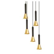 Signal 5Lt Multi-Drop Pendant - Black &amp; Gold Metal image
