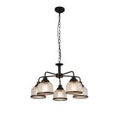 Highworth 5Lt Pendant - Black Metal &amp; Holophane Style Glass image