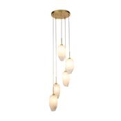 Rocky 5Lt Multi Drop  Pendant, Satin Brass Metal  &amp; Glass image