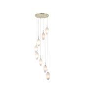 Rocky 8Lt Multi Drop Pendant, Satin Brass Metal  &amp; Glass image