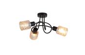 Knot 3Lt Ceiling Lamp, Black Metal with Amber Glass Shade image