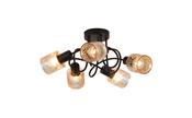 Knot 5Lt Ceiling Lamp, Black Metal with Amber Glass Shade image