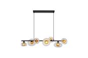 Sunbeam 7lt Pendant, Clear and Amber Ribbed Glass image