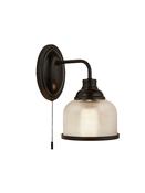Highworth Wall Light- Matt Black Metal,Holophane Style Glass image