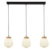 Ella 3Lt Pendant - Black Metal &amp; Opal Ribbed Glass image