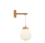 Ella Wall light - Brass Metal, Wood &amp; Opal Ribbed Glass image