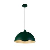 Mars 1LT Pendant, Matt Green Metal &amp; Cream Inner 25cm image