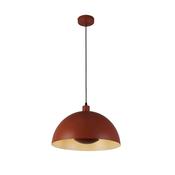 Mars 1LT Pendant, Burnt Orange Metal &amp; Cream Inner 25cm image