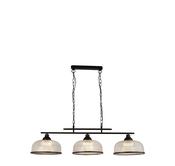 Highworth 3Lt Pendant - Black Metal &amp; Holophane Style Glass image