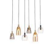 Divine 6Lt Multi-Drop Pendant - Black Metal &amp; Coloured Glass image