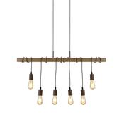 Barn 6Lt Pendant - Black Metal &amp; Wood image