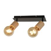 Spinny 2Lt Spotlight - Wood &amp; Matt Black Metal