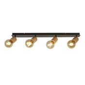Spinny 4Lt Bar Spotlight - Wood &amp; Matt Black Metal image