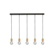 Spinny 5Lt Bar Pendant - Wood &amp; Matt Black Metal image