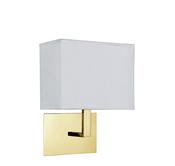 Hotel Wall Light - Satin Brass Metal &amp; White Fabric Shade image