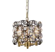 Iris 2Lt 25cm Round Pendant- Black Metal, Crystal &amp; Brass image