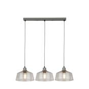 x Odeon 3Lt Bar Pendant - Grey Metal &amp; Glass