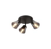 Mega 3Lt Round Spotlight - Black Metal &amp; Smoked Glass image