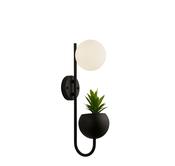 x Lunar Wall Light - Black Metal &amp; Opal Glass image