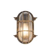 Bulkhead Oval Outdoor Light - Black Gold Metal &amp; Clear Glass