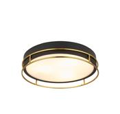 Phoenix 3Lt Flush - Black, Brass Metal &amp; Frosted Glass image