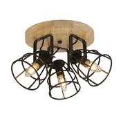 Vision 3Lt Round Ceiling Light - Matt Black Metal &amp; Wood image