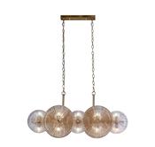 Wagon Wheel 10Lt Bar Pendant -Bronze Metal,Clear/Amber Glass