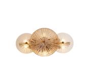 Wagon Wheel 6Lt Wall/Flush- Bronze Metal, Clear, Amber Glass