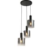 Sweden 3Lt Multi-Drop Pendant - Black Metal &amp; Smoked Glass image