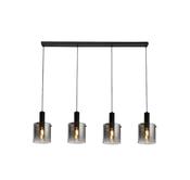 Sweden 4Lt Bar Pendant - Black Metal &amp; Smoked Ombre Glass image