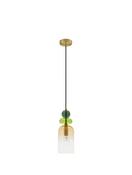 MURANO Sandy Gold Metal Glossy Light Green, Dark Green &amp; Orange Glass LED E14 1x5 Watt 230 Volt IP20 Bulb Excluded D: 10.8 H1: 30 H2: 184 cm Adjustable height image