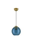 MIDORI Brass Gold Metal &amp; Dark Blue Glass LED E27 1x12 Watt 230 Volt IP20 Bulb Excluded D: 24 H1: 24.8 H2: 183.8 cm Adjustable height image